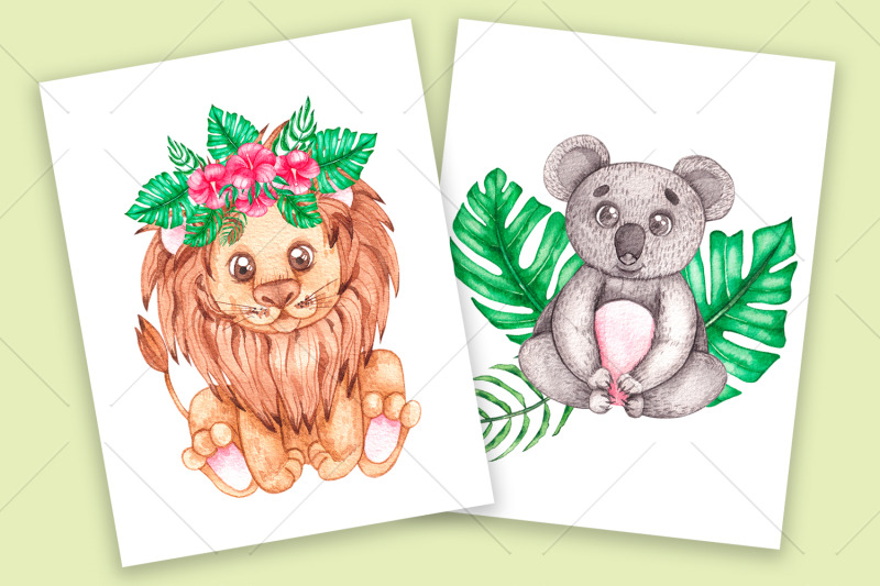 cute-animals-watercolor-clipart-png