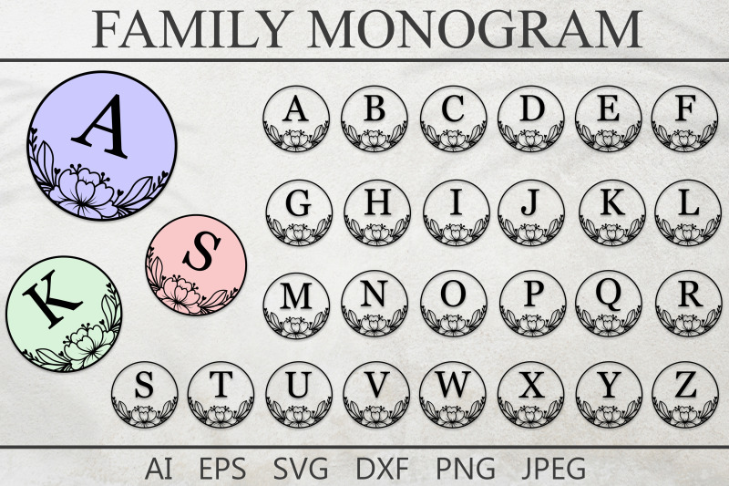 family-monogram-svg-round-sign-dxf-circle-last-name-cut