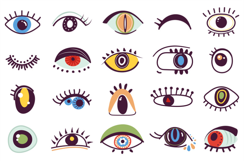 hand-drawn-abstract-eyes-girly-eye-ink-drawing-faces-elements-doodl