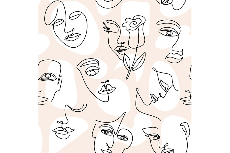 abstract-line-face-pattern-bohemian-woman-faces-profile-textile-art