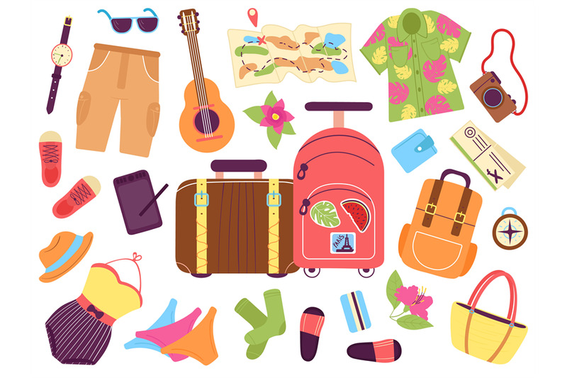 tourist-luggage-traveller-vacation-bags-cartoon-suitcases-and-summer