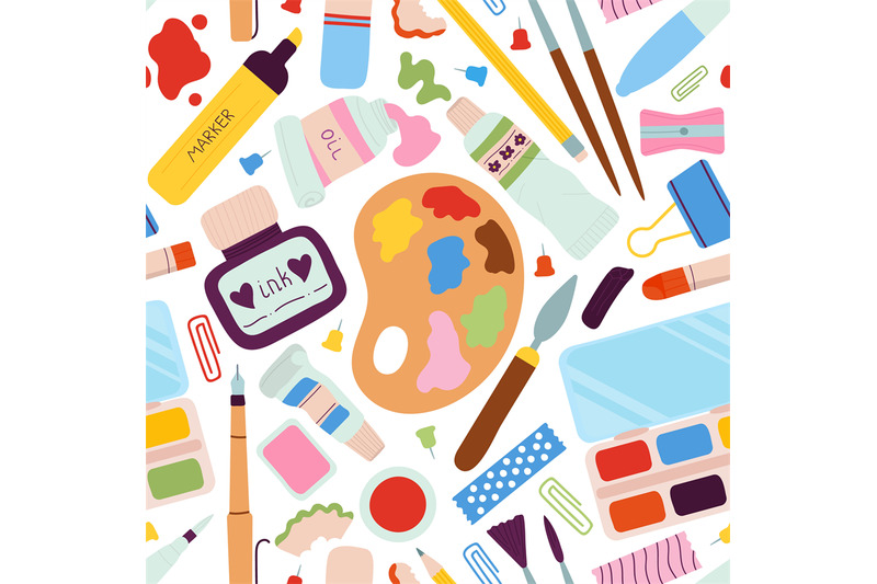 drawing-tools-seamless-pattern-pen-and-watercolor-palette-and-ink-i