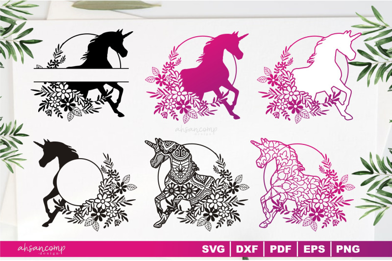 unicorn-with-flower-paper-cut-amp-print-vector