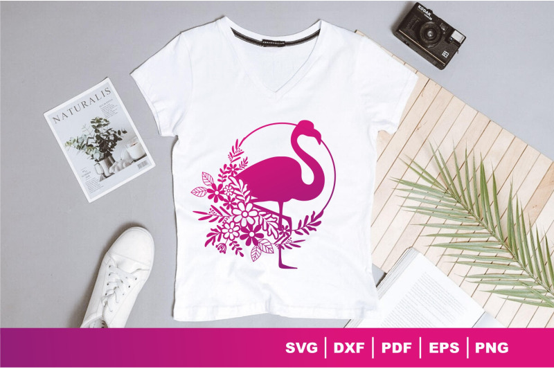 flamingo-with-flower-paper-cut-amp-print-vector