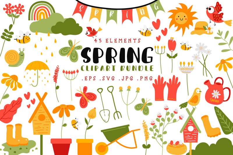 spring-garden-clipart-bundle