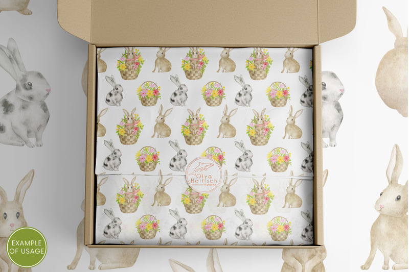 watercolor-rabbits-digital-paper-spring-easter-seamless-patterns