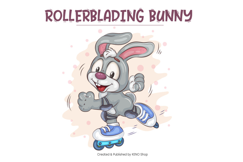 cartoon-bunny-rollerblading-t-shirt-png-svg