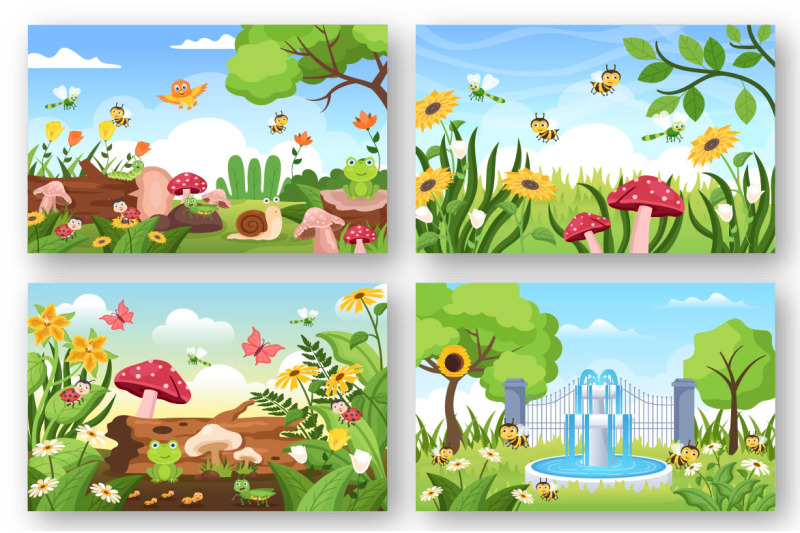 13-beautiful-garden-landscape-cartoon-background-illustration