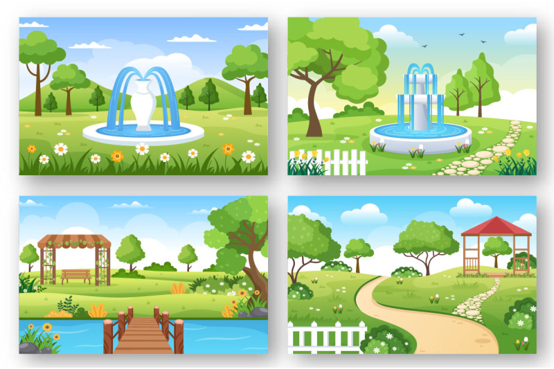 13-beautiful-garden-landscape-cartoon-background-illustration