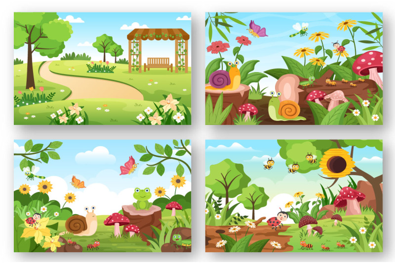 13-beautiful-garden-landscape-cartoon-background-illustration