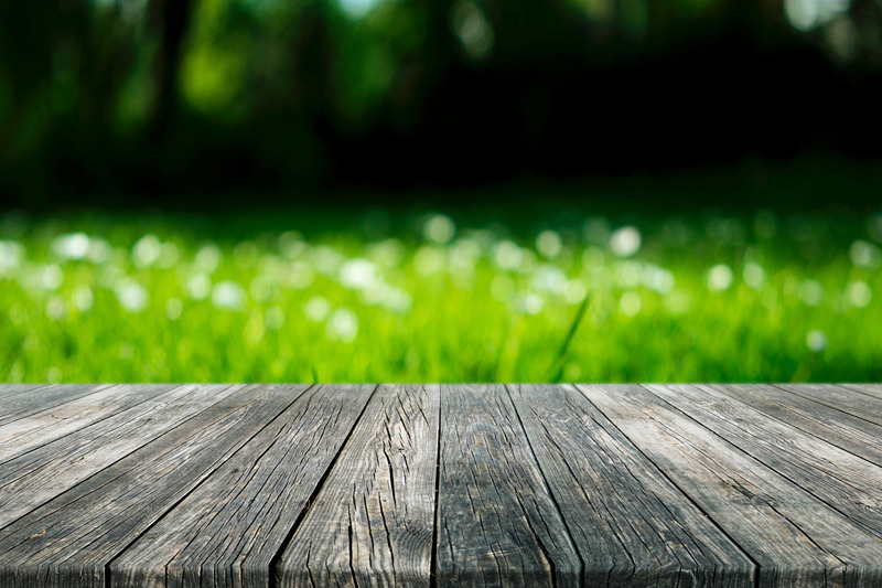 empty-table-rustic-black-wooden-plank-with-garden-bokeh-background