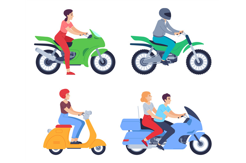 motorcycle-riders-people-in-helmet-on-scooter-and-motorcycle-female