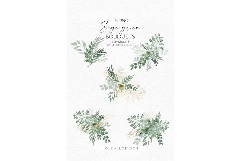 watercolor-greenery-clipart-sage-green-bouquet-png-gold-and-green-l