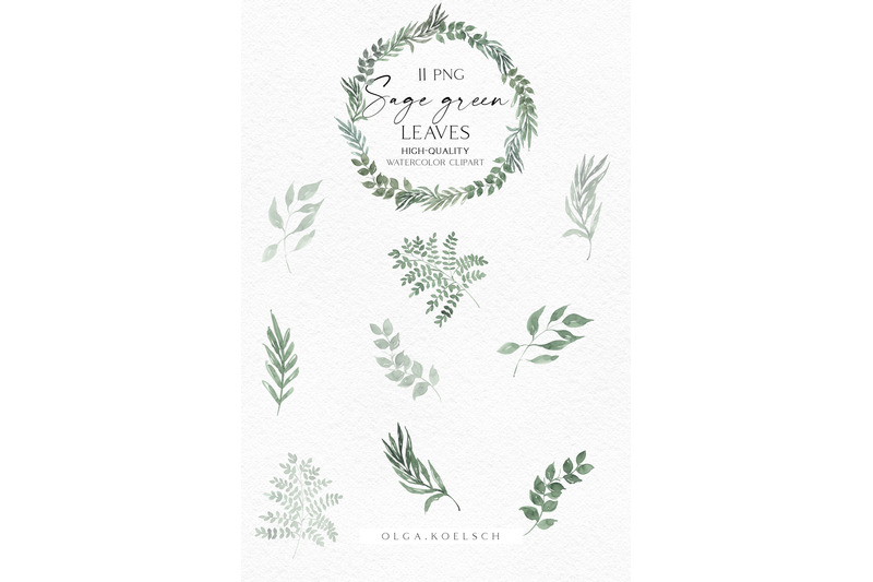 watercolor-greenery-clipart-sage-green-leaves-png-gold-and-green-le