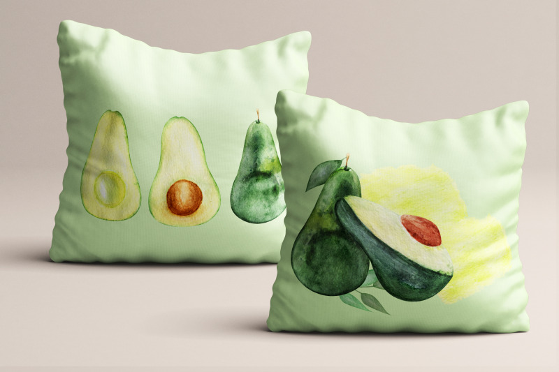 watercolor-avocado-set-clipart