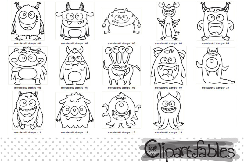 monsters-digital-stamps-cute-creepy-aliens