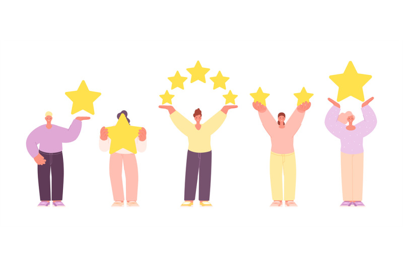 person-with-stars-rating-star-in-people-hands-happy-customers-with