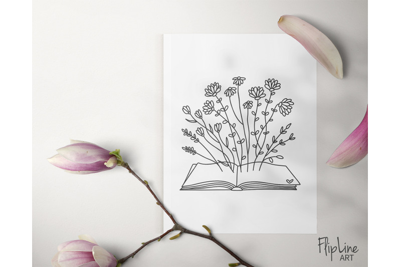 book-with-wildflowers-svg-summer-svg-botanical-clipart