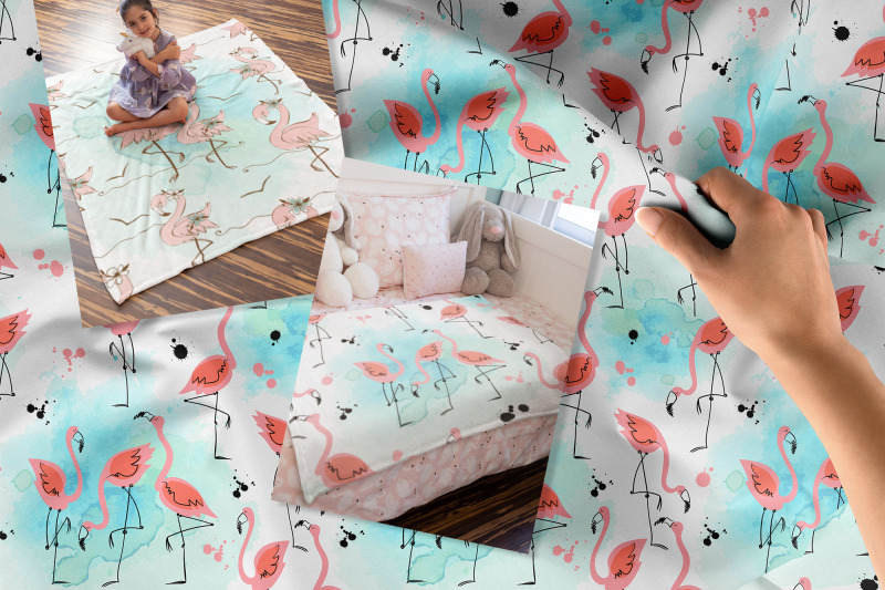 cute-flamingo-seamless-patterns