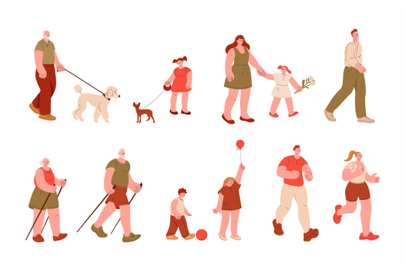 cartoon-people-walking-outdoor-children-and-adults-senior-activity