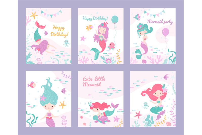 mermaid-invite-cards-children-invitation-birthday-party-or-postcards