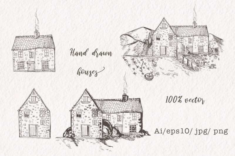 collection-from-4-hand-drawn-rustic-cute-farm-houses