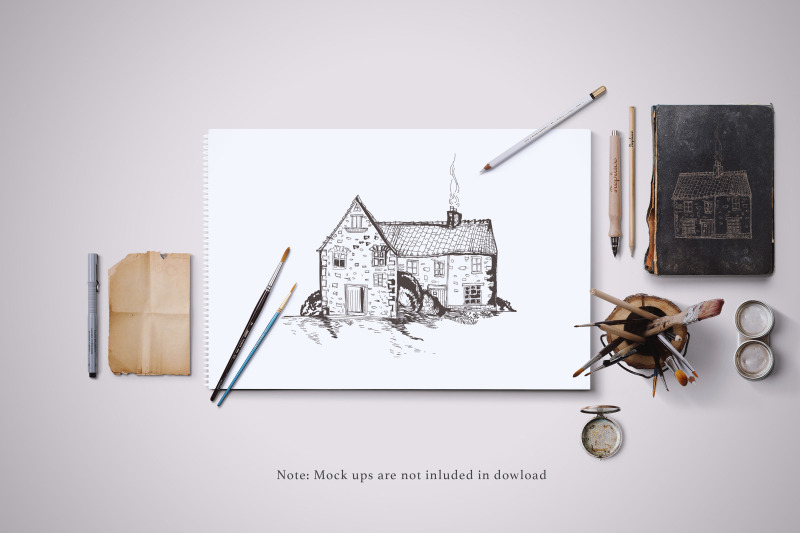 collection-from-4-hand-drawn-rustic-cute-farm-houses