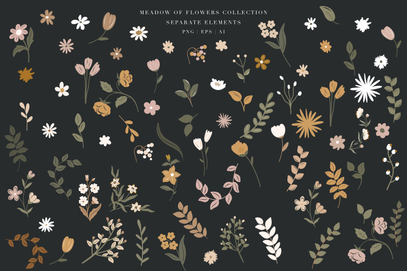 meadow-of-flowers-vector-clipart-pattern-collection