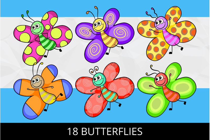 cartoon-child-like-butterflies-and-flowers-vector-clipart