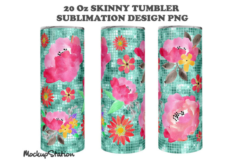 seamless-summer-tumbler-wrap-turquoise-floral-tumbler-design-png