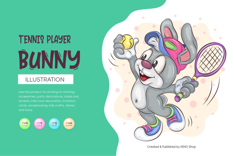 cartoon-bunny-tennis-player-t-shirt-png-svg