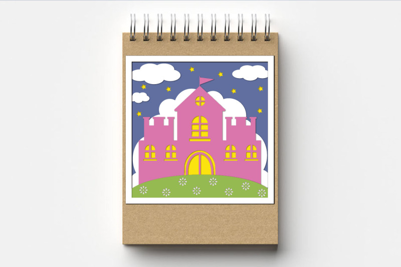 princess-castle-and-clouds-postcard-template-paper-clipping