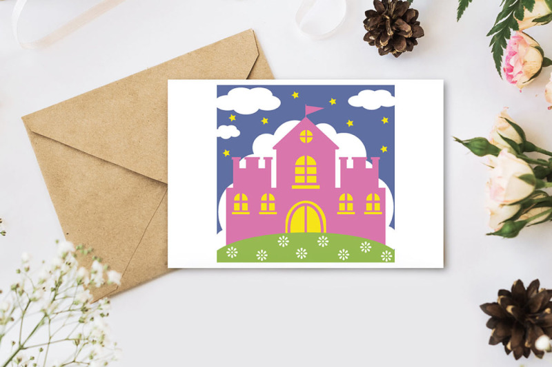 princess-castle-and-clouds-postcard-template-paper-clipping