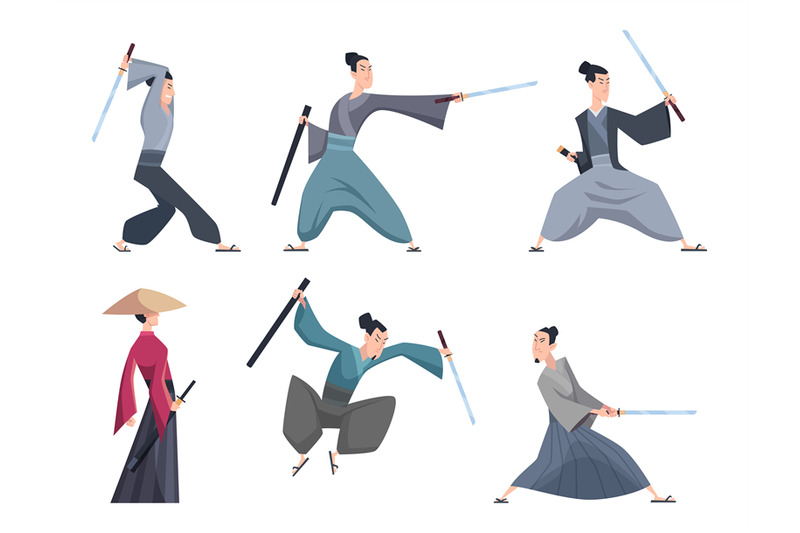 samurai-male-asian-warriors-with-sword-various-action-poses-exact-vec