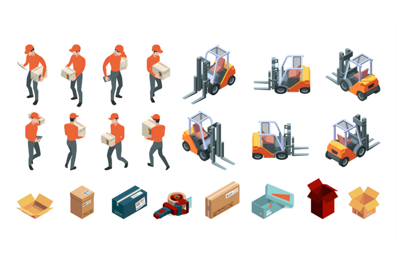 warehouse-isometric-shipping-transporting-and-forklift-loader-service