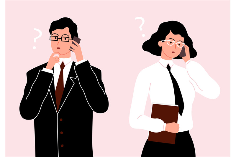 business-people-talking-phone-question-characters-seriously-deal-wor