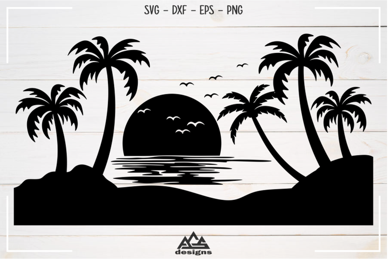 beach-palm-tree-sunset-decals-svg-design