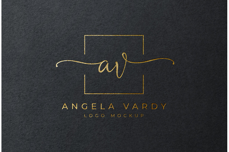 feminine-gold-foil-logo-mockup-on-black-textured-paper