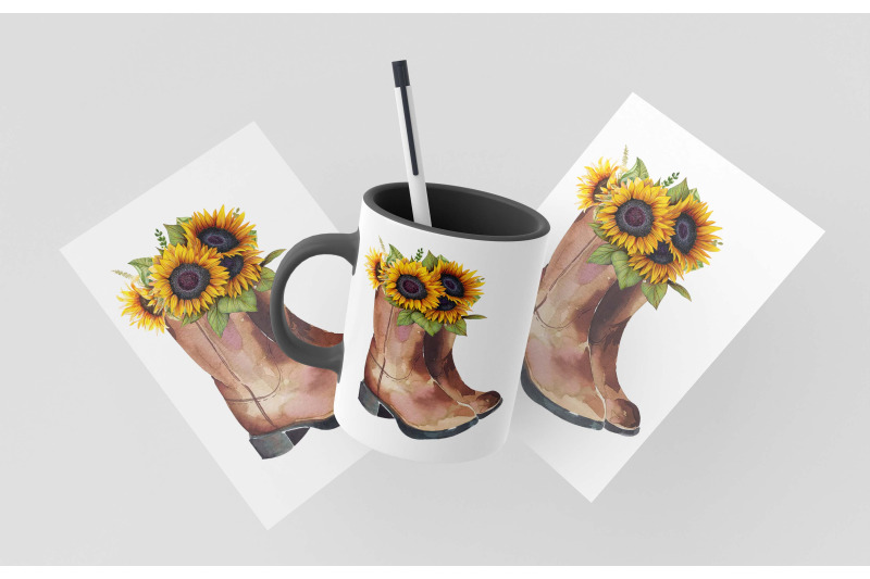 western-cowboy-boot-sunflower-sublimation