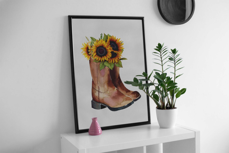 western-cowboy-boot-sunflower-sublimation