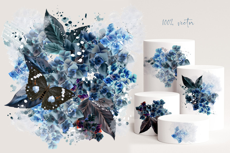 watercolor-vector-hydrangea-flowers-set