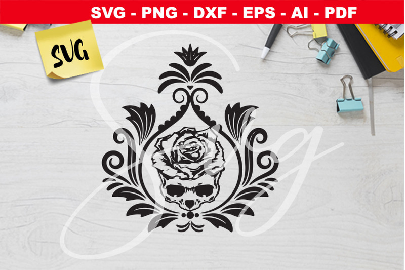 damask-skull-rose-svg