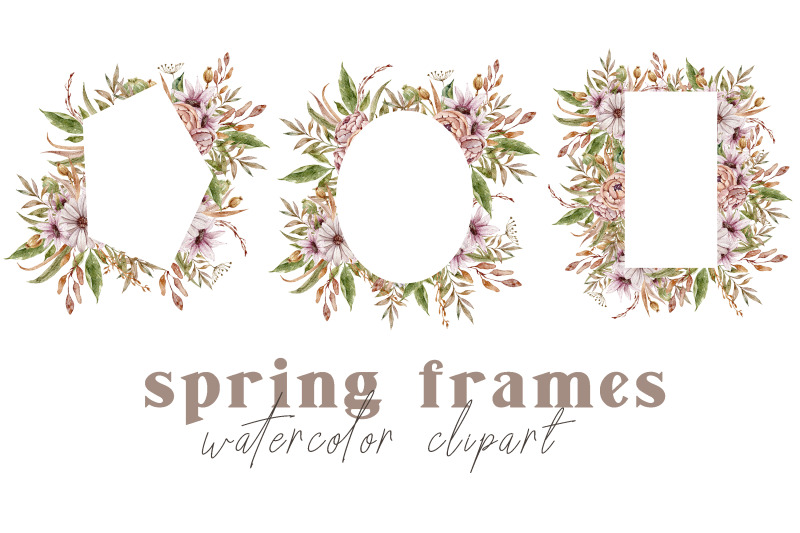 watercolor-boho-floral-frames-clipart-3-png-files