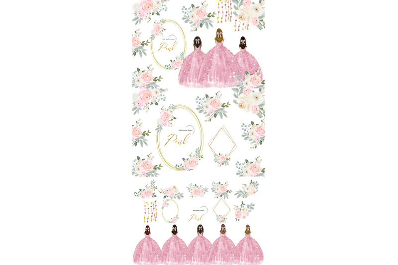 elegant-pink-princess-dresses-quinceaera-blush-pink-flowers
