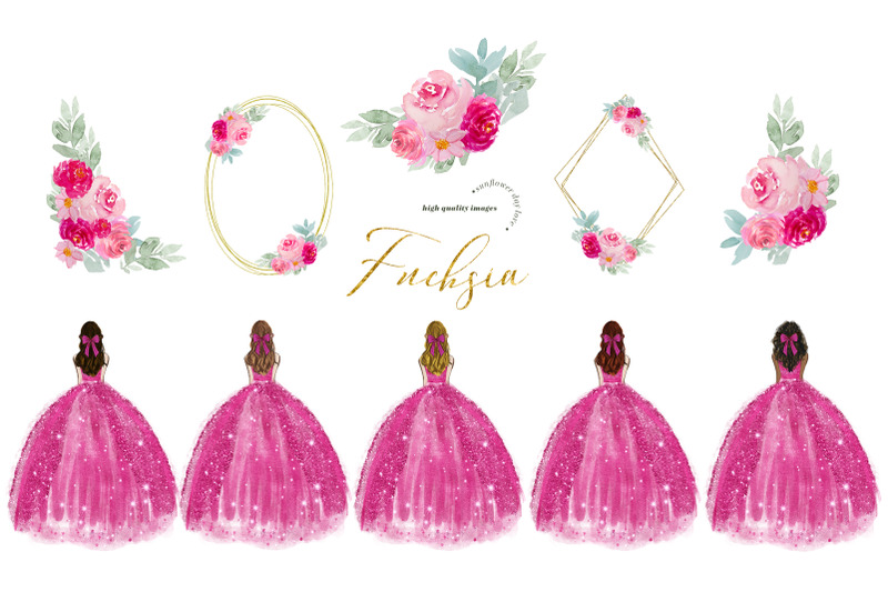 elegant-fuchsia-pink-princess-dresses-quinceaera