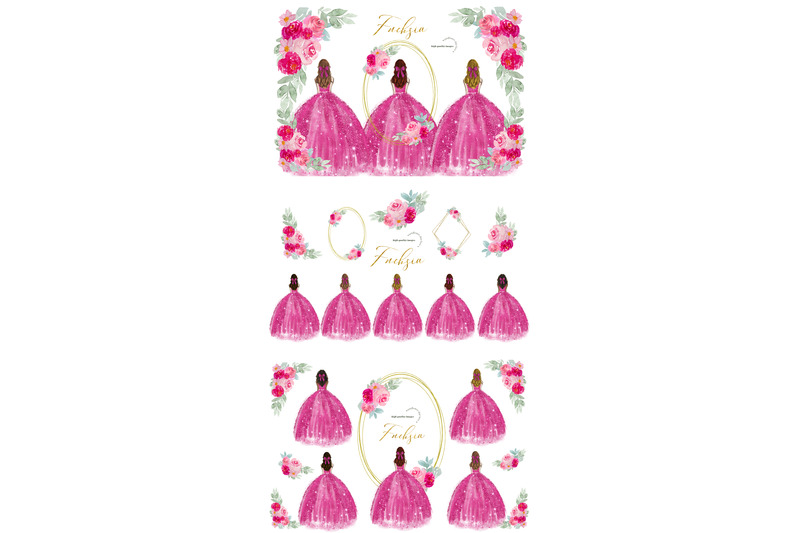elegant-fuchsia-pink-princess-dresses-quinceaera