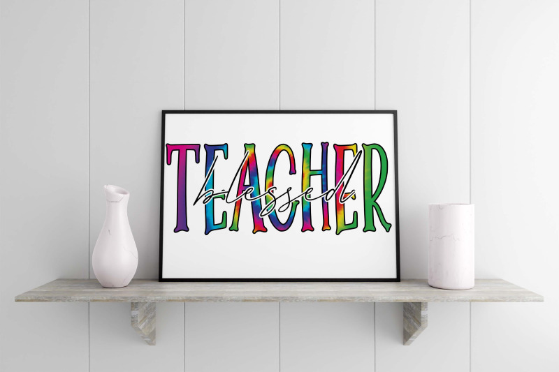 rainbow-tie-dye-blessed-teacher-sublimation