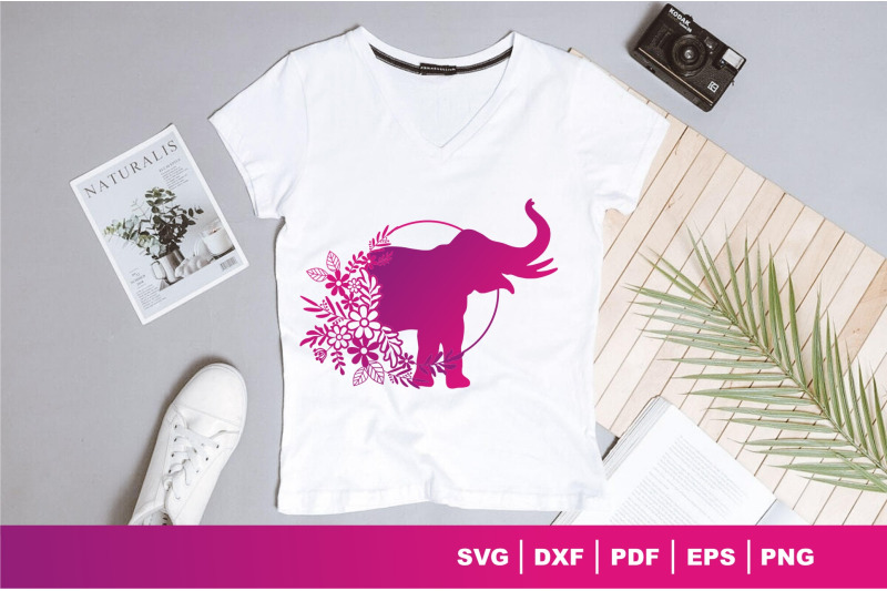 elephant-with-flower-paper-cut-amp-print-vector