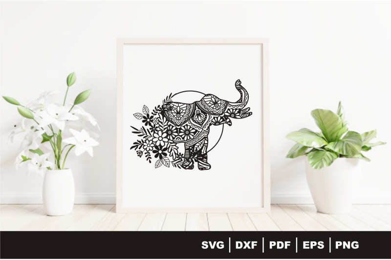 elephant-with-flower-paper-cut-amp-print-vector