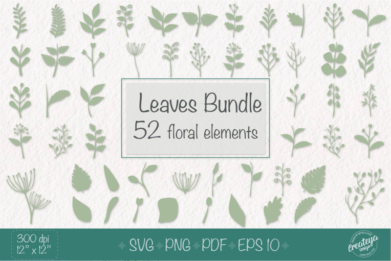 floral-bundle-floral-elements-leaf-svg-floral-svg-paper-leaves